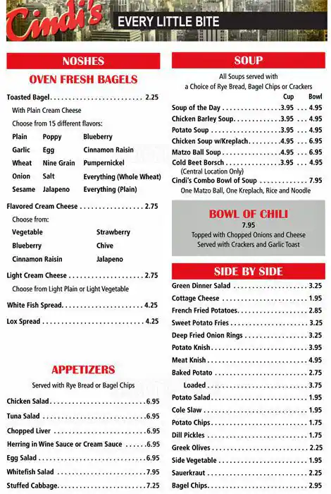 Menu of Cindi's, Far North Dallas, Dallas  