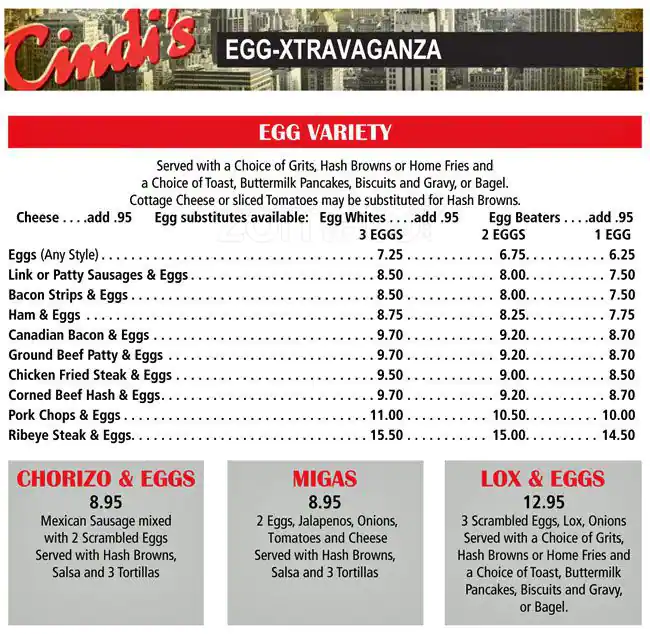 Menu of Cindi's, Far North Dallas, Dallas  