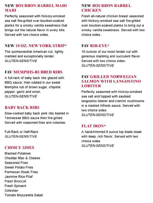 Menu of TGI Fridays, Ft Worth, Burleson  