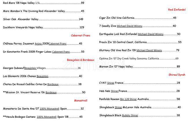 Menu of Astoria Caffe & Wine Bar, Addison, Addison  