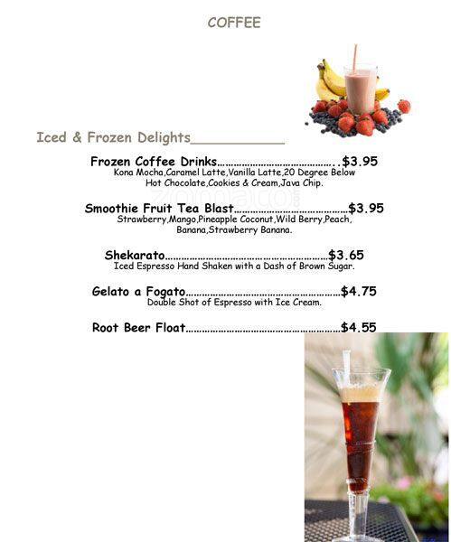 Menu of Astoria Caffe & Wine Bar, Addison, Addison  