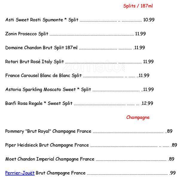 Menu of Astoria Caffe & Wine Bar, Addison, Addison  
