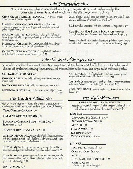Menu of Southern Recipes Grill, North Arlington, Arlington  