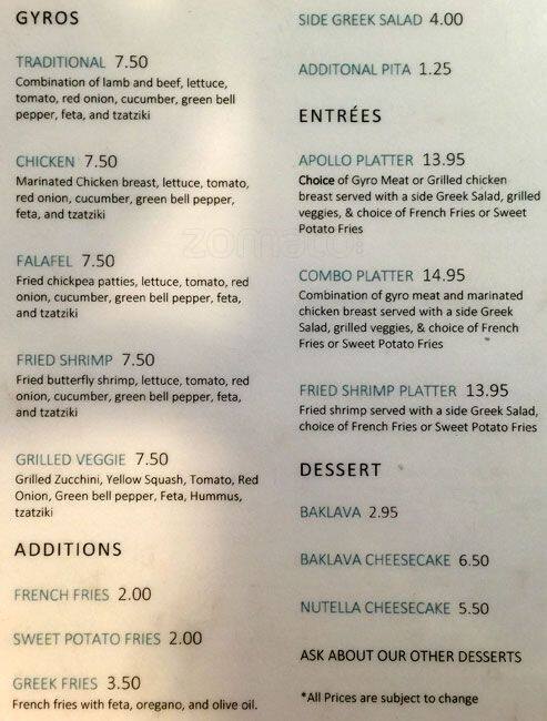 Menu of Greek Cafe & Bakery, Bishop Arts District, Dallas  