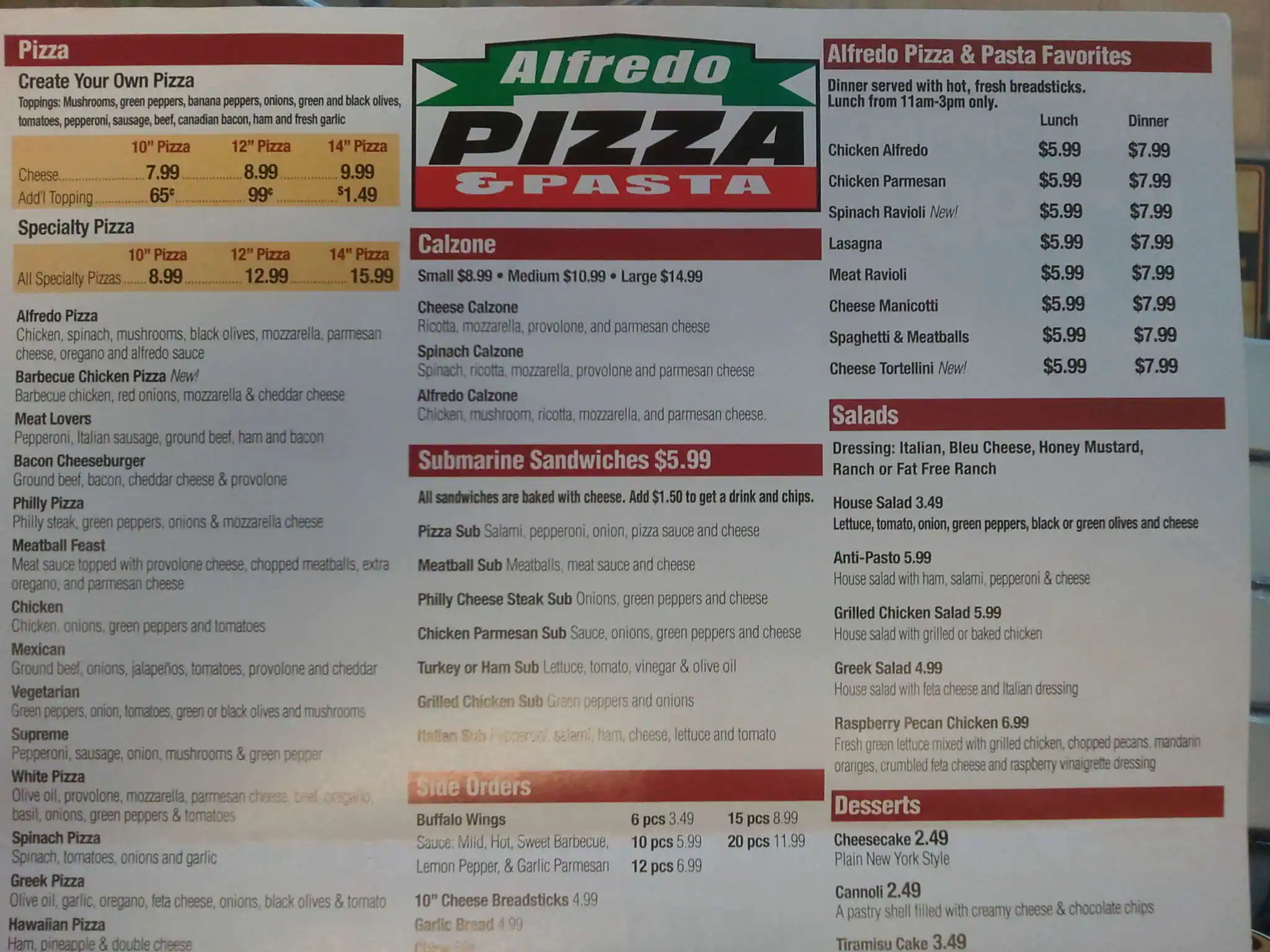 Tasty food Pizzamenu Arlington, Arlington