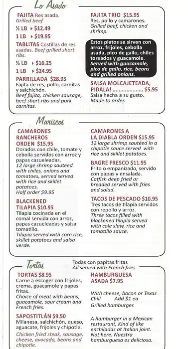 Menu of Las Ranitas, Oak Cliff, Dallas  