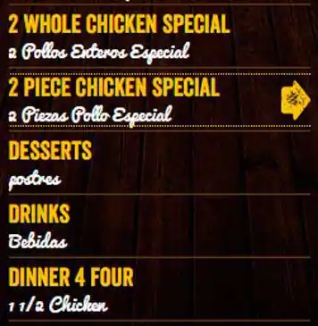 Menu of El Pollo Regio, Arlington, Arlington  