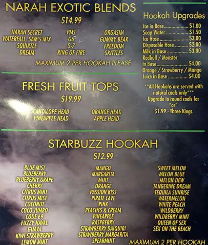 Menu of Narah Cafe, Dalworthington Gardens, Arlington  