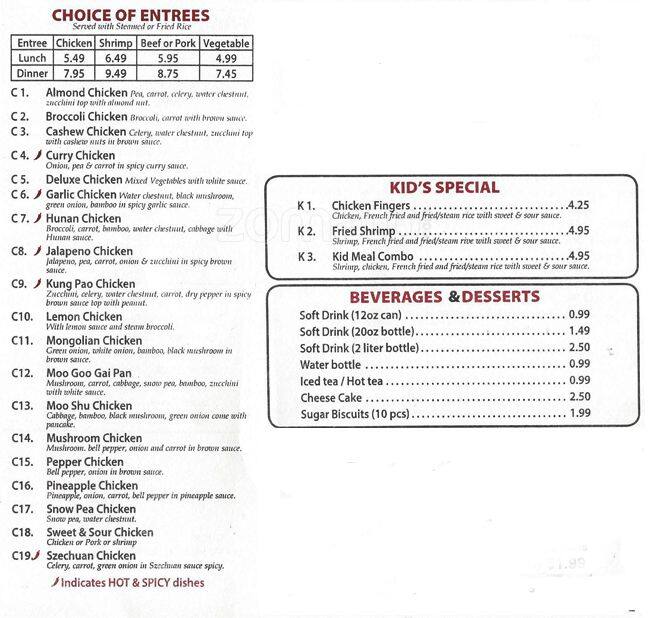 Menu of Dragon Deli, Allen, Allen  