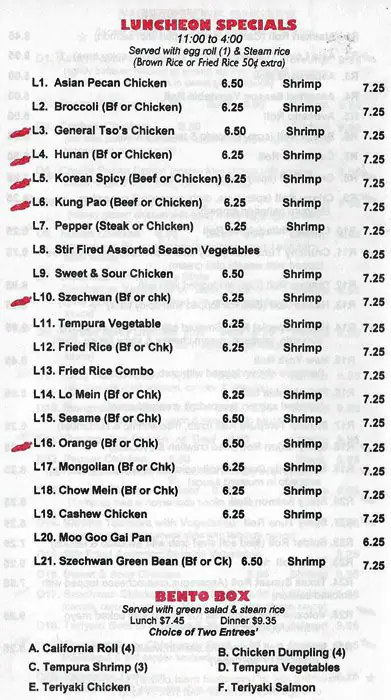 Menu of Taste of Asia, Burleson, Burleson  