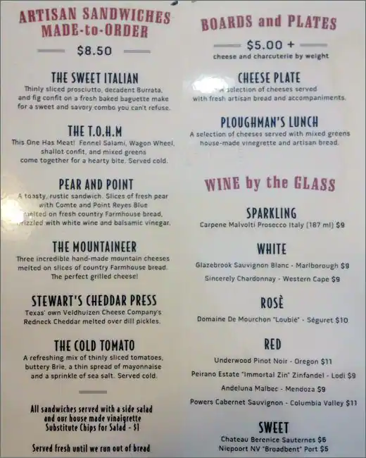 Tasty food Sandwichmenu Oak Lawn Avenue, Dallas