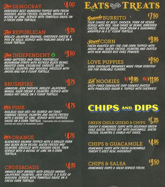 Menu of Torchy's Tacos, North Dallas, Dallas  