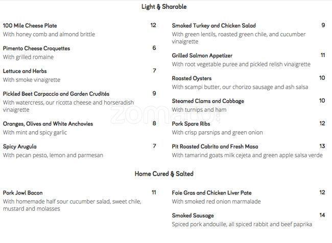 Menu of Bar Belmont, West Dallas, Dallas  