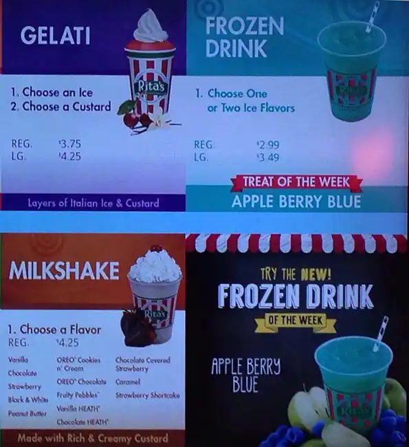 Menu of Rita's Italian Ice, Bedford, Bedford  