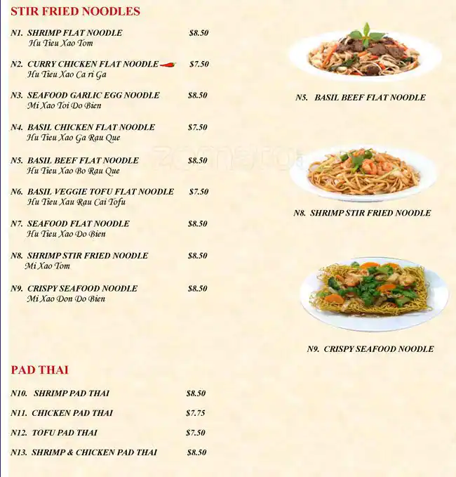 Menu of Pho Crystal, Fairview, Allen  