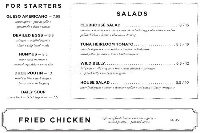 Menu of Oddfellows, Bishop Arts District, Dallas  