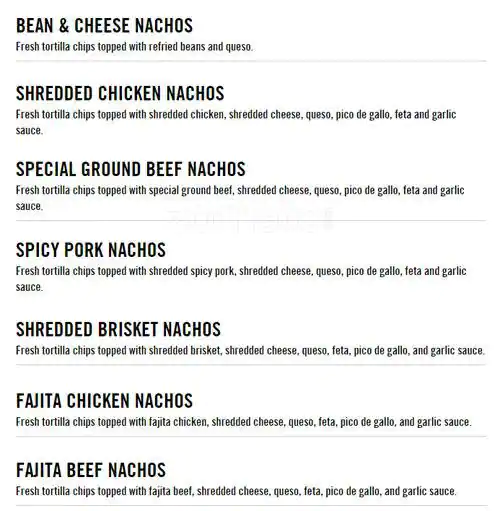Menu of Fuzzy's Taco Shop, Carrollton, Carrollton  