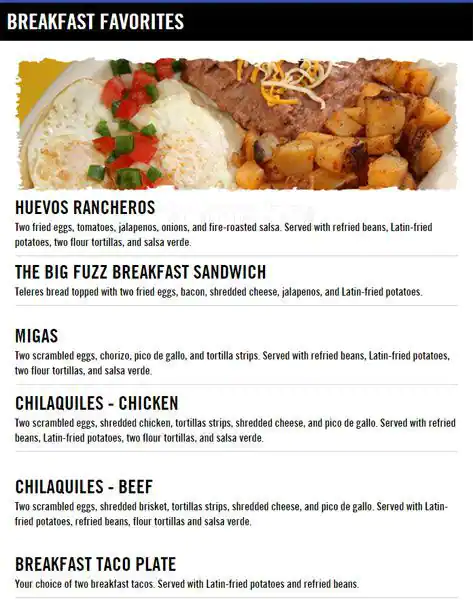 Menu of Fuzzy's Taco Shop, Carrollton, Carrollton  