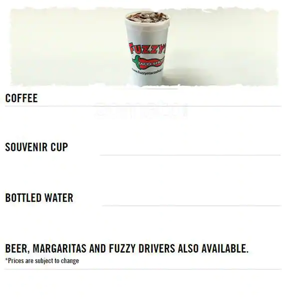 Menu of Fuzzy's Taco Shop, Carrollton, Carrollton  