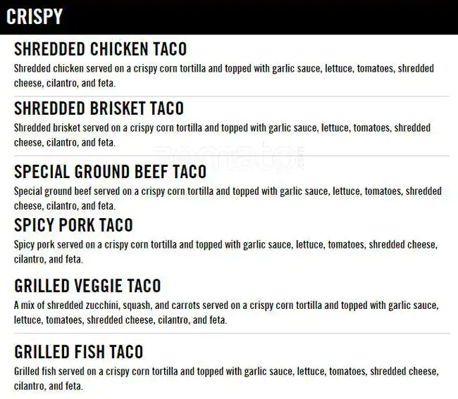 Menu of Fuzzy's Taco Shop, Carrollton, Carrollton  