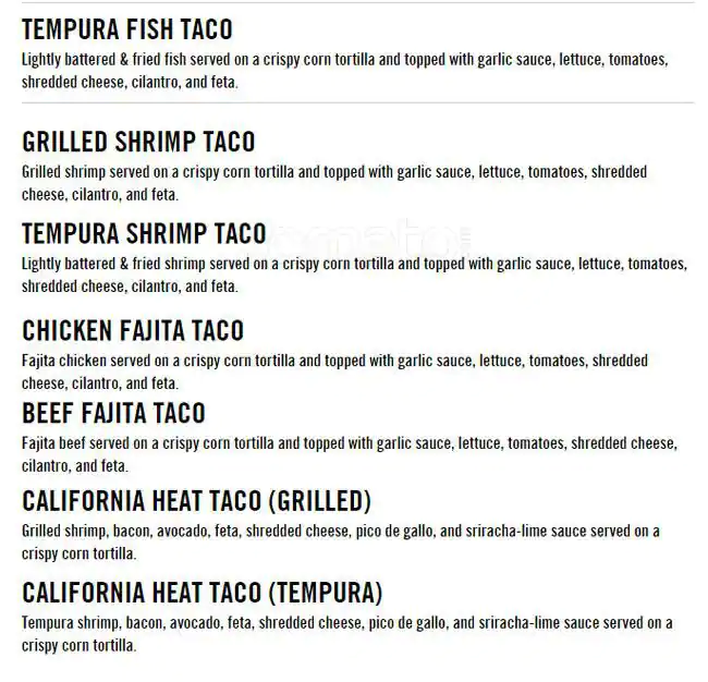 Menu of Fuzzy's Taco Shop, Carrollton, Carrollton  