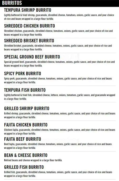 Menu of Fuzzy's Taco Shop, Carrollton, Carrollton  