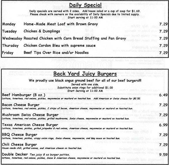 Menu of Elk's Diner, Burleson, Burleson  