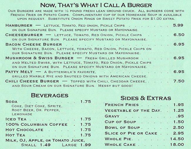 Menu of Buttermilk Cafe, Bedford, Bedford  