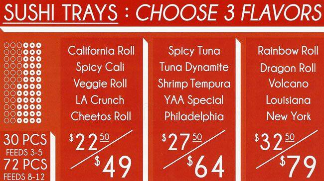 Menu of SushiYAA, Downtown, Dallas  