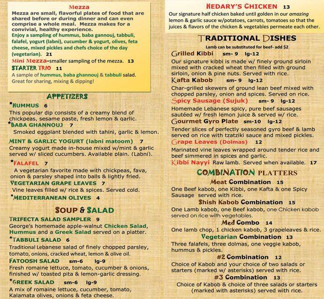 Menu of Hedary's Mediterranean Restaurant, Allen, Allen  