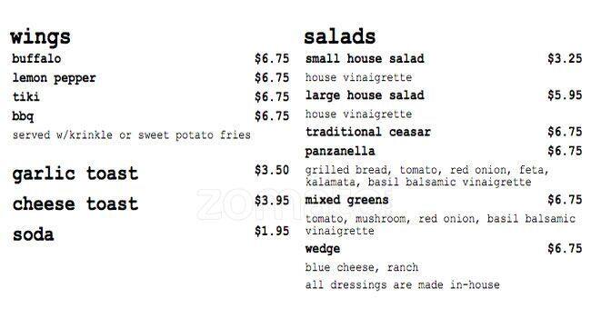 Menu of Atomic Pie, Lake Highlands, Dallas  