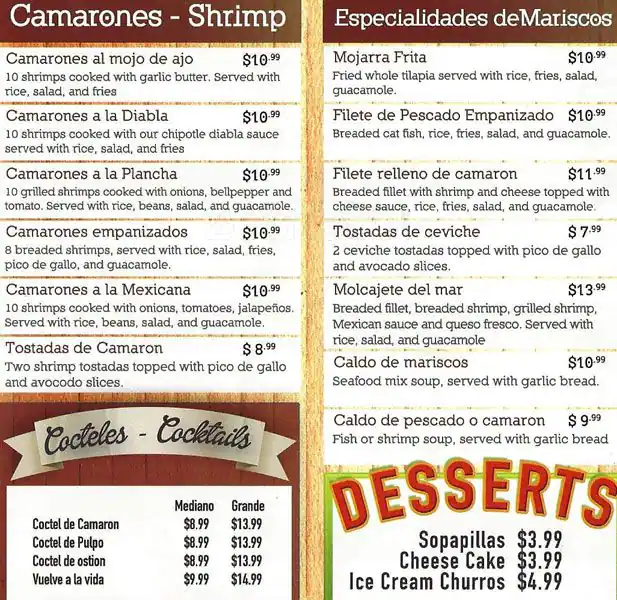 Menu of Guadalajara, Arlington, Arlington  