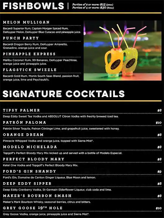 Menu of Topgolf, Allen, Allen  