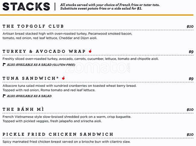 Menu of Topgolf, Allen, Allen  