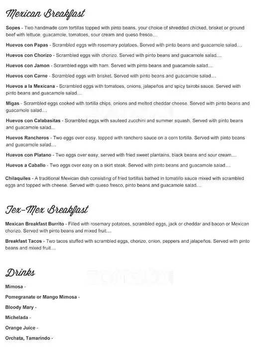 Menu of Gloria's Latin Cuisine, Uptown, Dallas  