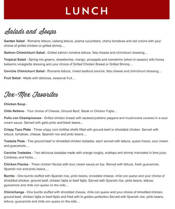 Menu of Gloria's Latin Cuisine, Uptown, Dallas  
