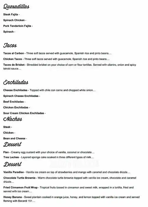Menu of Gloria's Latin Cuisine, Uptown, Dallas  