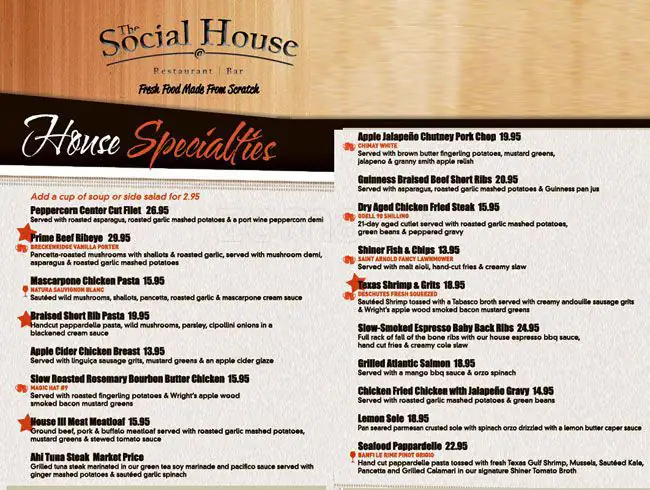 Menu of The Social House, Dallas, Addison  