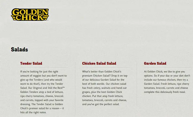 Menu of Golden Chick, Five Mile Creek, Dallas  