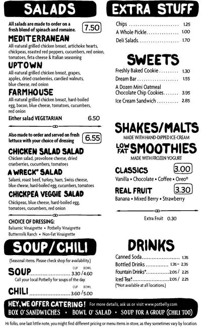 Menu of Potbelly, North Dallas, Dallas  