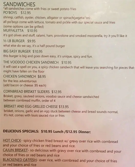 Menu of The Free Man Cajun Cafe & Lounge, Deep Ellum, Dallas  