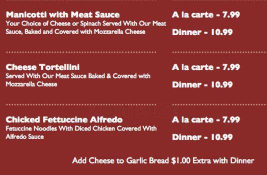 Menu of Zio Al's Pizza and Pasta, Far North Dallas, Dallas  