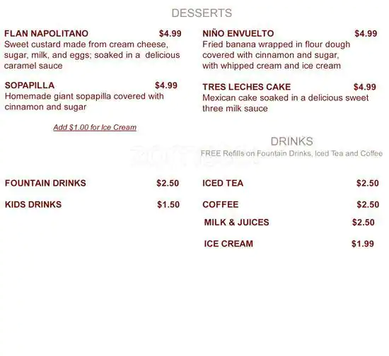 Menu of Lupe's Tex Mex Grill, Arlington, Arlington  
