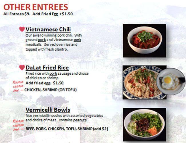 Menu of DaLat Restaurant and Bar, Old East Dallas, Dallas  