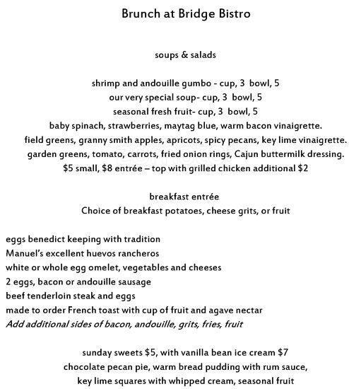 Menu of Bridge Bistro, Design District, Dallas  
