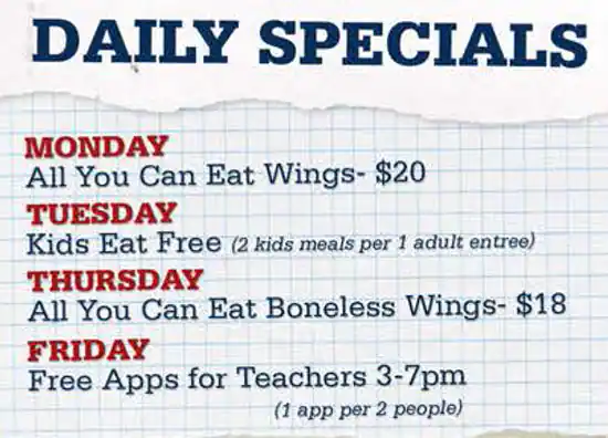 Menu of Pluckers Wing Bar, Allen, Allen  