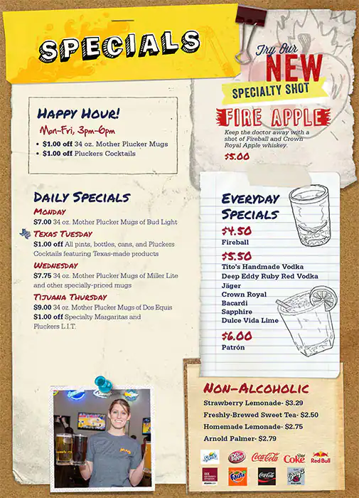 Menu of Pluckers Wing Bar, Allen, Allen  