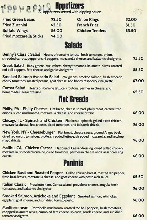 Menu of Benny's Classic Grill, Lochwood, Dallas  