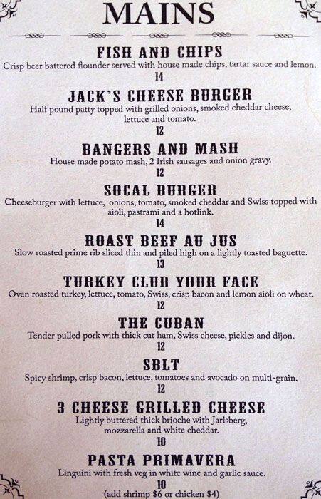 Menu of Ten Bells Tavern, Bishop Arts District, Dallas  