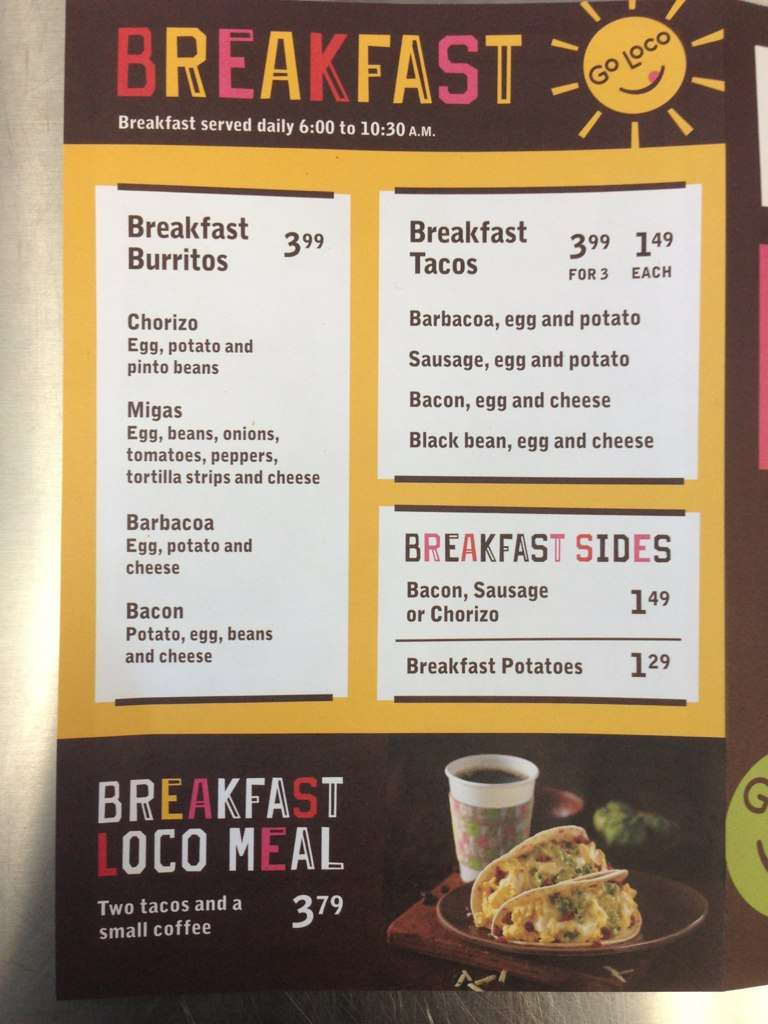 Menu of Go Loco, Grand Prairie, Arlington  